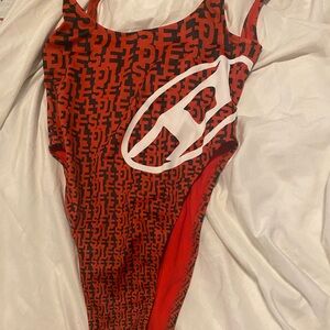 Stylish Red and Black Swimsuit